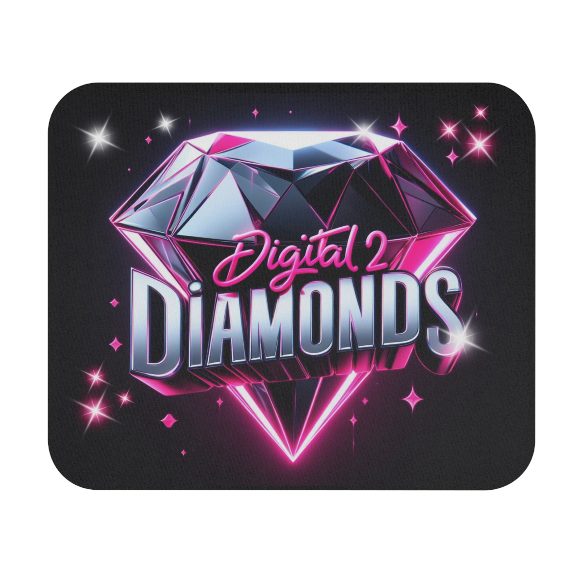 Mouse Pad (Rectangle)Digital 2 Diamonds, Vibrant Colors on Black Background, Use for work or gaming