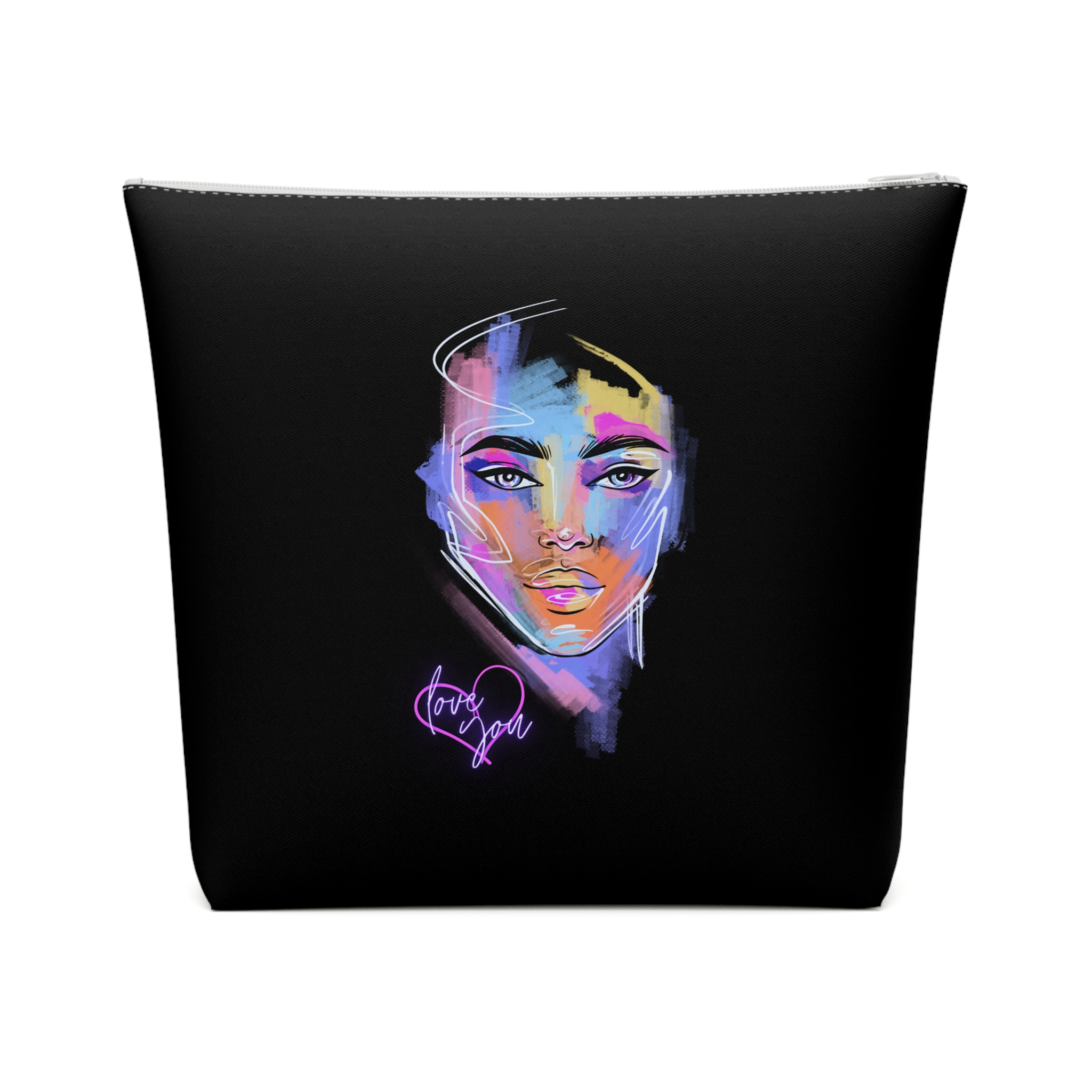 Cotton Cosmetic Bag with vibrant design, Love You, Trendy Accessory Bag, Makeup Bag - Image 9