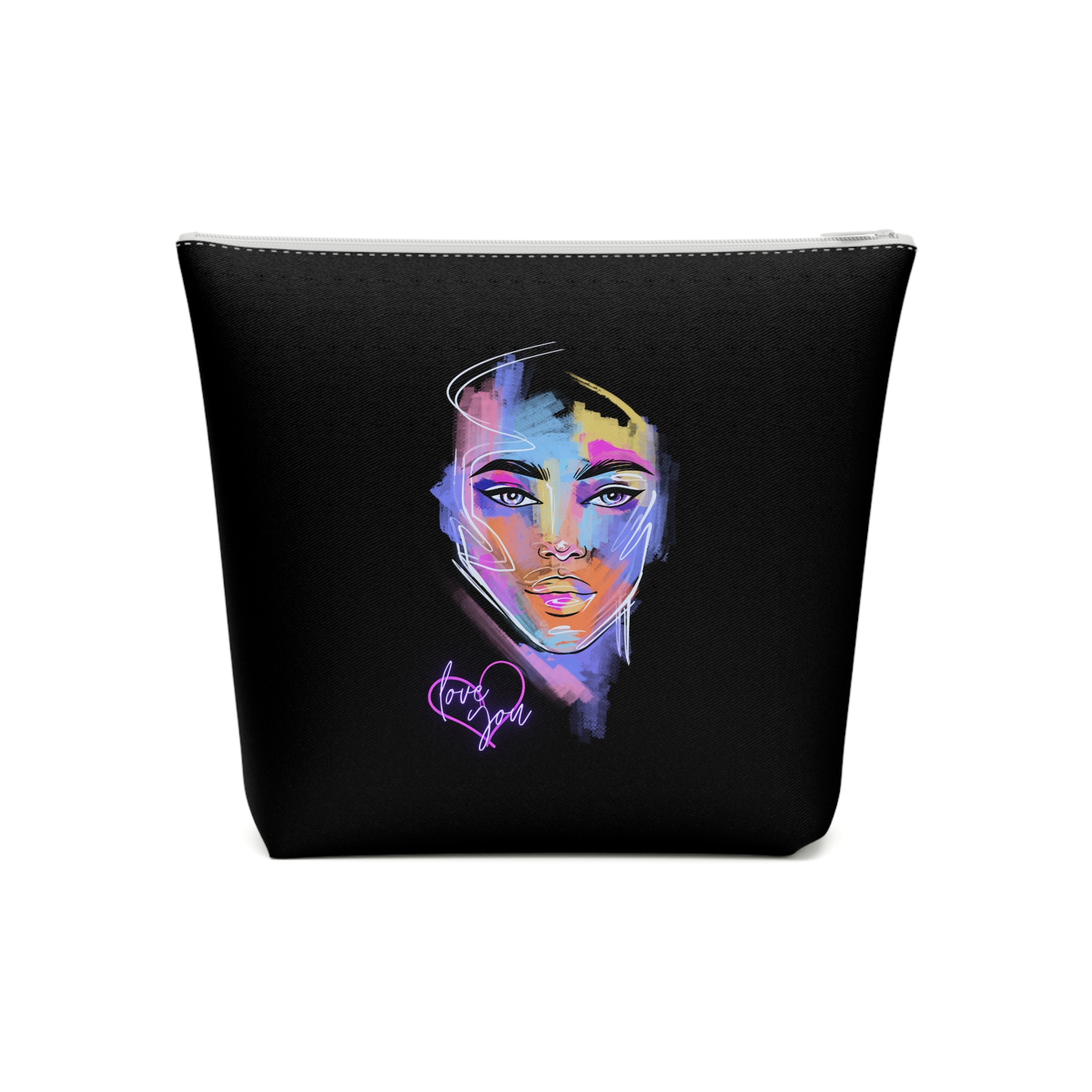 Cotton Cosmetic Bag with vibrant design, Love You, Trendy Accessory Bag, Makeup Bag - Image 5