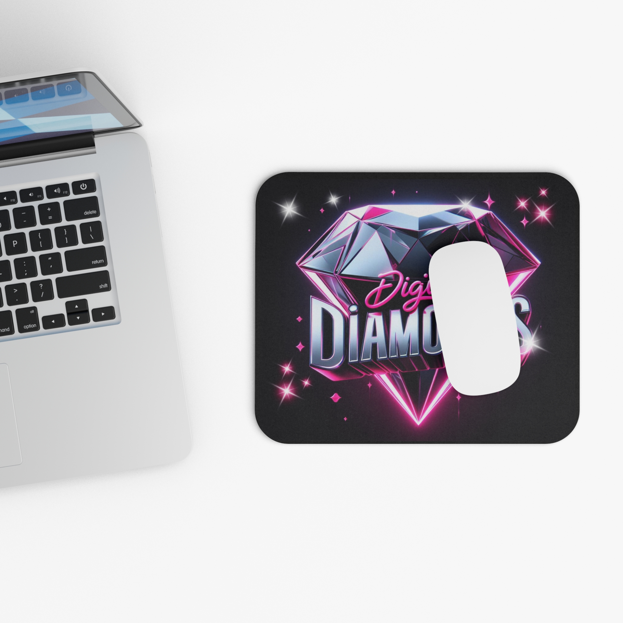 Mouse Pad (Rectangle)Digital 2 Diamonds, Vibrant Colors on Black Background, Use for work or gaming - Image 4