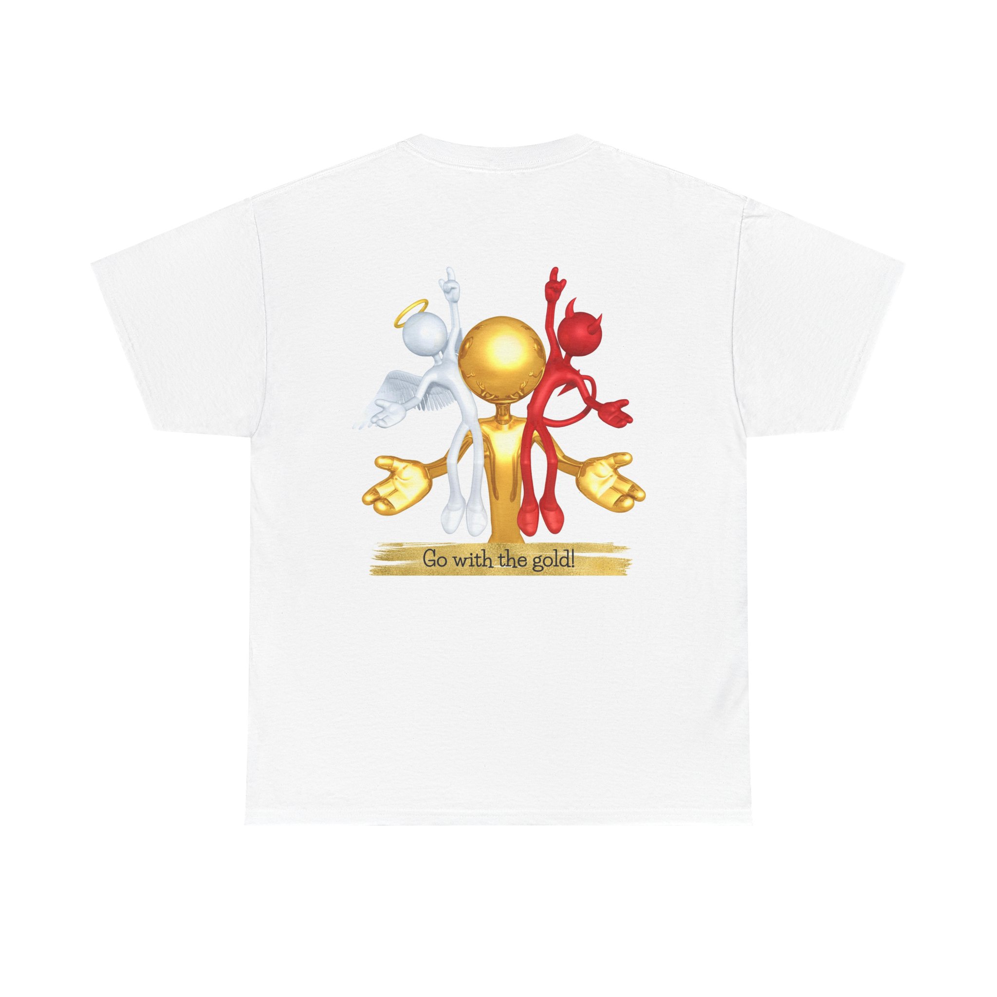 God Religious Christian Angel vs Devil Unisex Heavy Cotton Tee - Go with the gold, Religious T-Shirt, Christian Tee, Angel and Devil Shirt, - Image 2